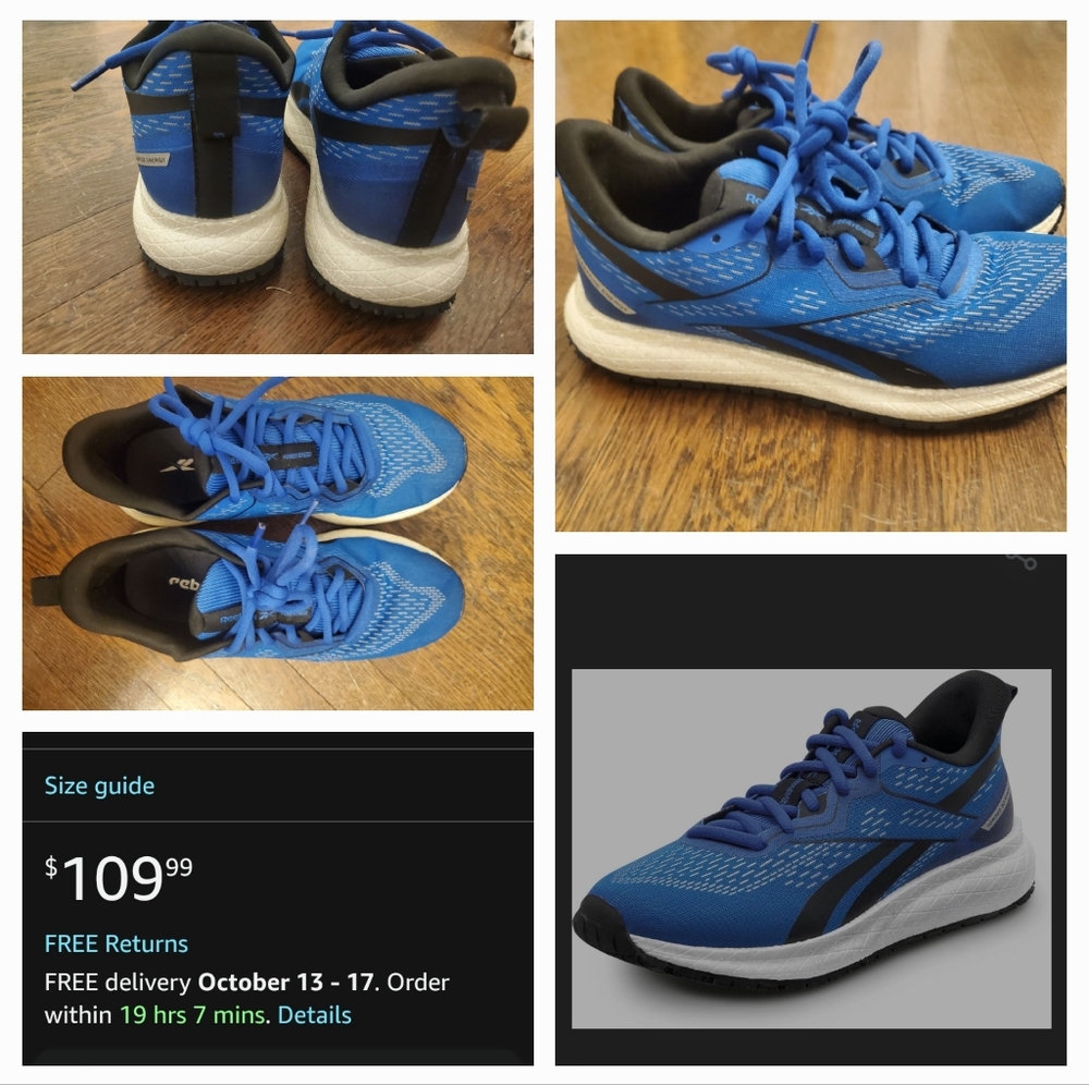 Reebok royal blue floatride soft toe shoes